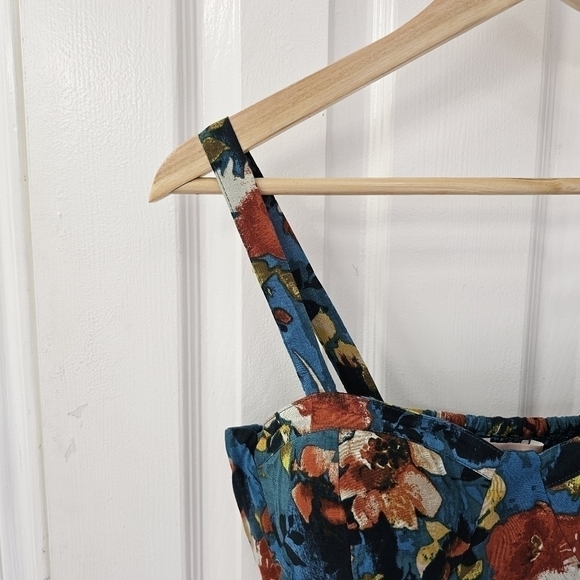 Bohemian floral teal padded bustier bralette size large - Picture 7 of 14